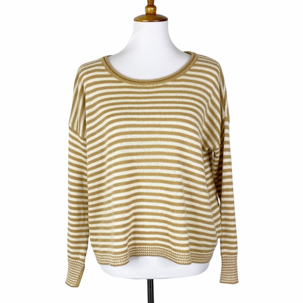 Splendid Striped Oversized Sweater Sz. S Tan White